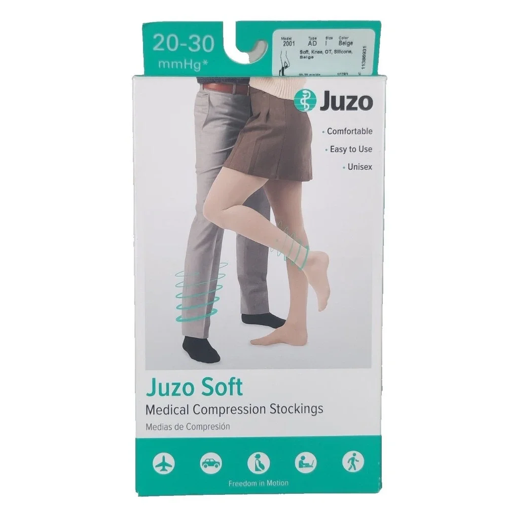 Juzo 2001 Soft 20-30 Closed Toe Knee High Compression Stockings w/Silicone‎ Band
